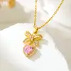 Moderna Fresca Dulce Moño Circonita Estilo Old Money Oro Golondrina Acero de Titanio Collar Cadena para Clavícula Femenina Accesorio