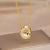 Transfronterizo Globo Caliente Latón Brillante Burbuja Lindo Gordito 26 Inglés Plata Letra Colgante Collar Mujeres