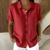 Camisa casual de manga corta de color liso con cuello y botones, cómoda, holgada, transfronteriza europea y americana, 2026 Amazon primavera/verano