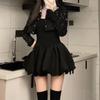 Vestido de Manga Larga con Cuello Redondo Sexy de Nuevo Estilo Transfronterizo Europeo y Americano, Bloque de Color, Falda Abullonada, Corte Ajustado, Reductor de Edad para Mujer Pg5757
