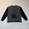 Camiseta de manga longa retro americana transfronteiriça ERD lavada com efeito desgastado com slogan "Mourning Rich Kid" para homens e mulheres
