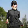 Atacado do fabricante de roupas de outono para uso externo, roupas de secagem rápida com gola alta, camiseta de manga longa elástica estilo casal, roupas de ginástica masculinas, roupas esportivas femininas