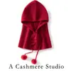 Gorro de Punto de Cachemira de Color Sólido Estilo Coreano Otoño/Invierno Suéter Unisex Sombrero de Lana con Cordón Cálido Protección contra el Frío