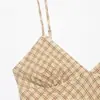 Comércio Exterior Transfronteiriço Vestuário Feminino 2026 Primavera Novo Produto Estilo Francês Patchwork Xadrez Vestido Curto Irregular 2180314