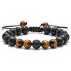 Pulsera de Joyería de Aleación de Siete Venas de Venta Caliente Transfronteriza Colorida Piedra Volcánica Turquesa Ojo de Tigre Yoga Tejida