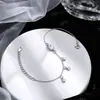 Pulseira Geométrica Oval Simples de Prata de Lei S999 com Zircônia para Mulheres, Luxo Acessível, Alta Qualidade, Pulseira Versátil de Prata Pura para Namorada