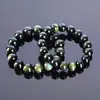 Jingde Jewelry Pulsera de Obsidiana de Color Natural 8A para Hombres y Mujeres Arcoíris Doble Ojo Obsidiana Pulsera de Bola de Círculo Único Venta al por Mayor