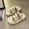 Chinelos Peludos Retro com Solado Grosso para Mulheres Chinelos de Lã de Cordeiro e Algodão para Uso Externo Tira Única Antiderrapante Chinelos de Pelo Birkenstock