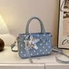 Bolso de Mano de Lunares Estilo Suave Bolso Pequeño Diseño de Hebilla de Cuero Simple Colgante de Estrella Bolso de Hombro Cruzado de una Sola Correa Bolso Multicolor para Mujer