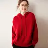Suéter con capucha de cachemira para mujer, sudadera de cachemira de color liso, material de cachemira, manga larga, adecuado para ir al trabajo