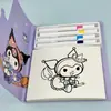 Set de Libro para Colorear Marcador de Punto Sanrio Melody Cinnamon Dog Kuromi Pintado DIY Libro para Colorear