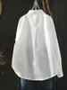 Camisa Blanca Bordada con Letras Simples Transfronteriza Europea y Americana para Mujer, Corte Holgado, Adelgazante, Versátil, Elegante Camisa de Manga Larga