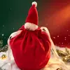Chifres de Natal Veludo Pelúcia Veludo Holandês Decoração para Festa de Casamento Sacola de Armazenamento Redonda tipo Barril com Fundo e Cordão para Doces