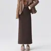 Falda lápiz de otoño nueva para mujer, color negro, de talle alto, con abertura, corte recto y ajuste al cuerpo