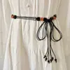 Cinto Trançado Boêmio para Mulheres, Corrente Decorativa de Cintura para Vestido, Corda de Cintura com Borla, Cinto de Cintura Versátil Estilo Étnico