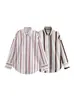Producto Nuevo Transfronterizo 2025 Estilo Europeo y Americano Ropa para Mujer Exportación al por Mayor Camisa de Manga Larga con Cuello a Cuadros de Rayas Popelina Zr