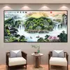 Sala de Estar Estilo Chino Pintura Fondo de Pared Oficina del Jefe Caligrafía y Pintura Mural Agua Corriente Trae Riqueza Pegatina de Pared Autoadhesiva Calcomanía