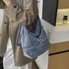 Bolsa de mezclilla lavada estilo retro para mujer, nuevo estilo 2026, gran capacidad, bolsa cruzada para ir al trabajo, bolso de hombro casual para la escuela