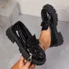 Nuevos Zapatos de Mujer Otoño 2025 Versátiles Estilo Nuevo Planos Tacón Grueso Suela Gruesa Con Cordones Zapatos Pequeños de Cuero Mocasines Estilo Británico para Mujer