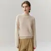 Zhenrong~Jersey de Punto Loro Piana 100% Cachemira para Mujer con Puños, Cuello Semi Alto, Versátil, Holgado, Capa Base