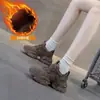 Zapatillas tipo "Dad" Forradas de Felpa para Mujer, Nuevas Zapatillas Gruesas para Aumentar la Altura para Mujeres Bajitas, Otoño e Invierno 2025, Marrones Casuales Versátiles