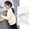 Suéter de terciopelo de visón para niñas, novedad de 2023, suéter de punto coreano con forro polar, camisa gruesa de base, suéter de cuello alto blanco