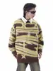 Suéter a rayas de bloques de color, suave y acogedor, estilo americano, cuello redondo para hombres y mujeres, otoño e invierno, corte holgado casual, tejido para parejas