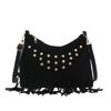 Bolso de Hombro Cruzado de Mezclilla Mongol con Remaches y Borlas Casual Retro para Mujer Nuevo de Moda Verano 2025