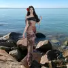 Vestido de Malla con Estampado, de un Hombro, Cuello Drapeado, Estilo Francés para Mujer, Qipao de Verano, Bodycon Largo Sexy Ajustado Cola de Pez