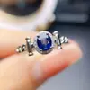 Anillo de Zafiro Natural Popular al por Mayor de Fábrica Plata S925 Incrustado con Piedra Principal 4*5 Joyería de Lujo Venta Directa de Fábrica