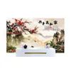 Novo sofá de sala de estar atmosférico moderno chinês, tecido para parede de fundo de TV, papel de parede de paisagem, mural em relevo de ameixa tridimensional 8D