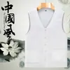 Colete Suor Fino de Verão Estilo Tang Masculino Colete de Linho Tamanho Grande Solto Camiseta sem Mangas de Algodão e Linho para Meia-Idade e Idosos