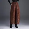 Calça pantalona jacquard estilo chinês da moda para mulheres, nova coleção outono/inverno 2026, cintura alta, corte solto, comprimento cropped, afina a silhueta, calça casual