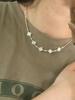 Collar de Plata de Ley S925 Estilo Ins Perla Natural Barroca Trébol de Cuatro Hojas Plata Rota para Mujer, Cadena para Clavícula, Lujo Ligero con un Toque de Alta Gama
