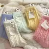 Meias Plush Torcido Macias e Resistentes a Odores para Mulheres, Meias de Cano Médio Cor Macaron Estilo Japonês Outono e Inverno, Meias de Maternidade Antifrio com Forro de Fleece, Grossas