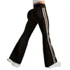 Bestseller transfronterizo: Pantalones de yoga acampanados de pierna ancha talla extra europea y americana, leggings deportivos a rayas de cintura alta