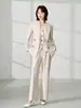 Traje de Negocios de Alta Gama Cruzado con Mangas Largas y Cuello Pequeño para Viajes Diarios, Chaleco y Pantalones para Mujer, Nueva Tendencia Otoño e Invierno