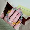 Nova pulseira de fluorita cor cristal natural vento de fada doce fresco cor doce Duobao pequena cintura pulseira atacado