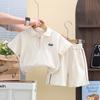 Conjunto de dos piezas de polo Lel de color sólido para bebé de manga corta Verano 2025 Nuevo Ropa de moda para niños con cremallera Ropa para niños