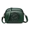 Bolso de Mujer, Bolso Redondo Pequeño de Tres Capas con Estilo Nacional de Moda, Bolso Cruzado para Mujer, Bolso de Piel Suave de Nuevo Estilo, Bolso Versátil de Piel Suave para Mujer, Bolso de Hombro