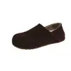 Versión de Piel de Vaca~Piel Suave Plantilla de Lana Zapatos Birkenstock para Mujer Suela Gruesa Uso Bidireccional Slip-On Casuales Perezosos Zapatos Cálidos con Terciopelo