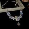 Collar con Borlas de Gota de Agua Incrustadas de Diamantes Transfronterizo Europeo y Americano Joyería Diseño de Cadena para Clavícula de Gama Alta para Mujer Conjunto de Joyería de Nicho