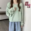 Sudadera de Manga Larga con Cuello Redondo para Mujer, Temporada de Primavera y Otoño, Nueva 2023, Holgada, Otoño e Invierno, Delgada, Nicho, Estilo Coreano, Top Corto de Color Sólido