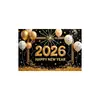 Fabricante Transfronterizo Wholesale Personalizado Tela de Fondo de Año Nuevo Feliz Año Nuevo Decoración de Puerta de Garaje Banner de Fondo Banner para Puerta