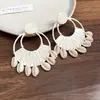 Pendientes Geométricos de Flor de Ratán Estilo Resort de Playa, Pendientes de Lujo Ligero y de Gama Alta, Pendientes Bohemios de Moda y Personalizados