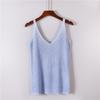 2023 Nuevo Estilo de Verano Camisola de Seda Brillante con Doble Cuello en V para Mujer Estilo Coreano Ajustado Ropa Interior Camiseta sin Mangas para Fondo Top