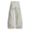 Calça Masculina Wide Leg Bordada com Vinhas High Street Americana Vibe Marca Trendy Design de Nicho Silhueta Calça Casual