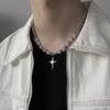 Gelo rachadura contas costura cruz colar de aço de titânio dos homens nicho hip hop de alta qualidade sentido luz de luxo moda moda camisola cadeia