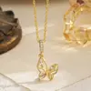 Conjunto de Brincos e Colar Vintage Rosa Zircônia Estilo Francês Transfronteiriço, Brincos Borboleta Vazados, Conjunto de Joias de Nicho Ins