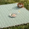 Esterilla de picnic a rayas onduladas verde claro a prueba de humedad con borlas, esterilla de playa de estilo simple y artístico, esterilla para césped, alfombra de sala de estar
